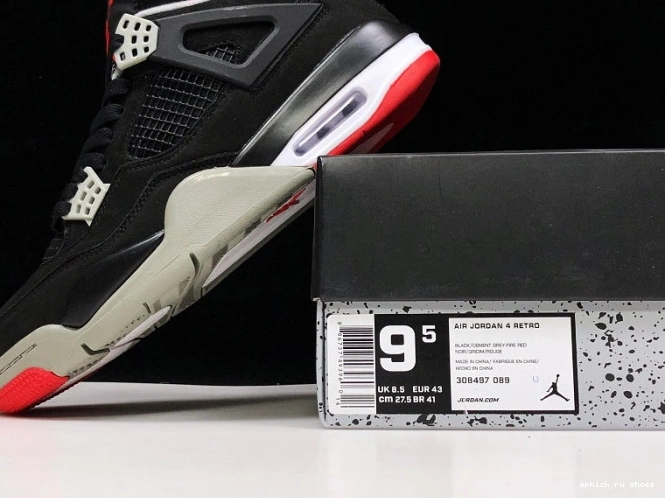 Rep 308497-060 JORDAN 4 BLACK RETRO CEMENT 0817